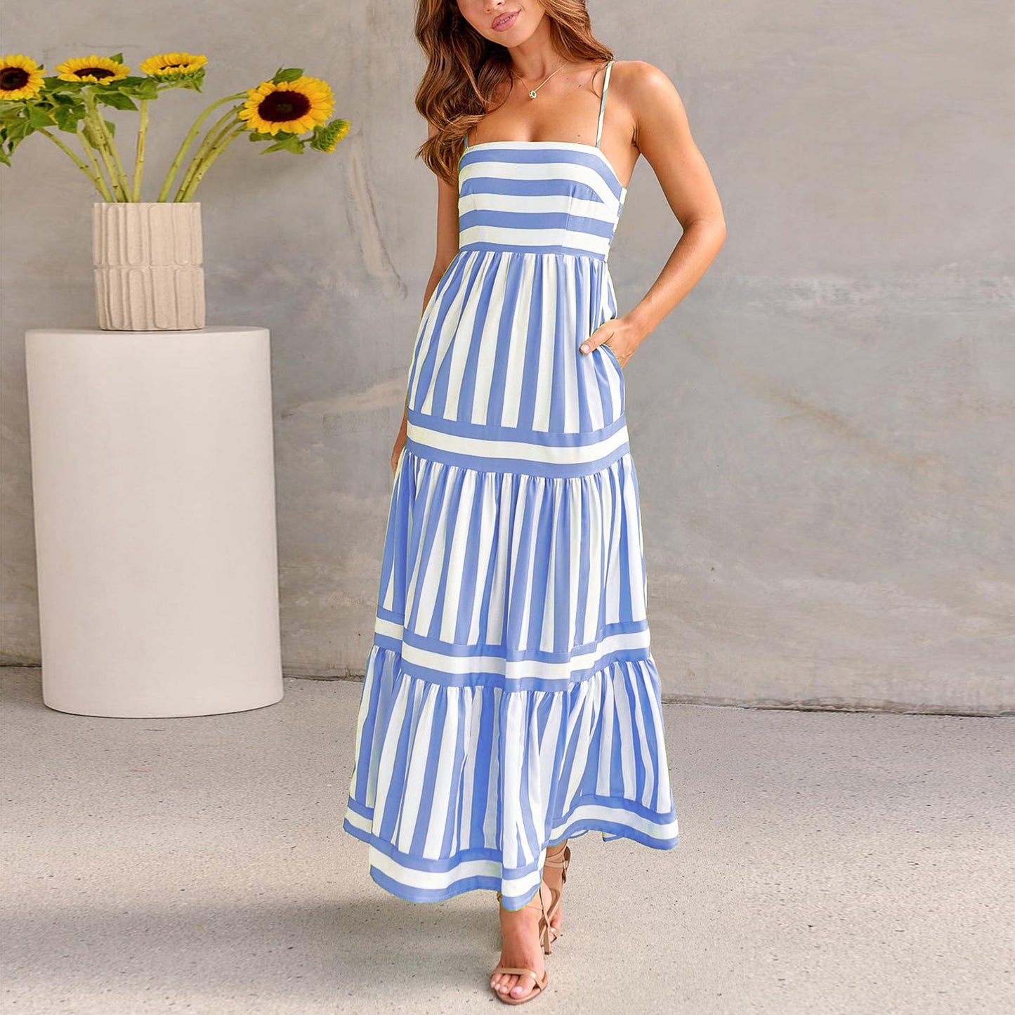 ROBE LONGUE D'ÉTÉ À RAYURES