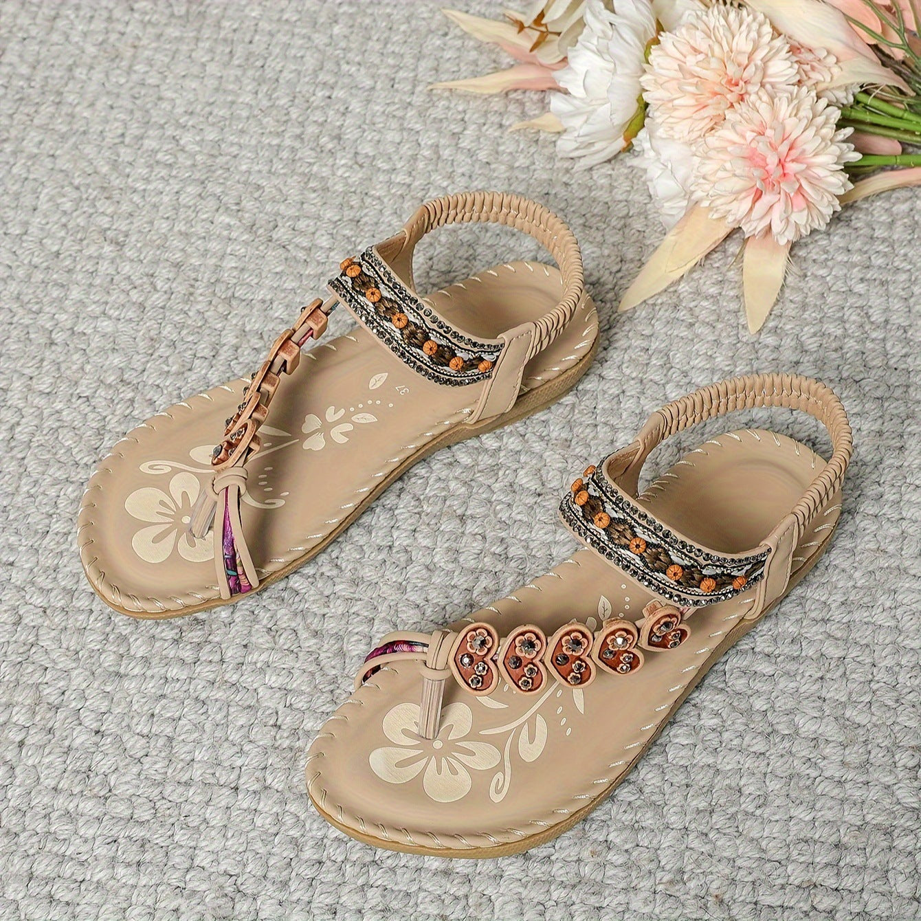 SANDALES BOHÈMES À FLEURS