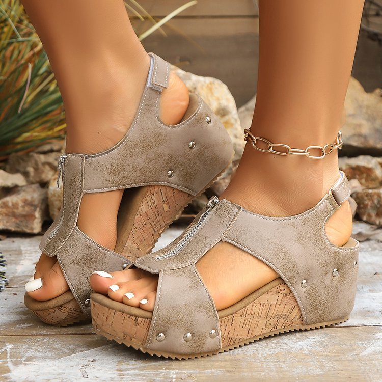 Sandales Compensées Zippées d'Été – Sandales Élégantes et Confortables pour Femmes