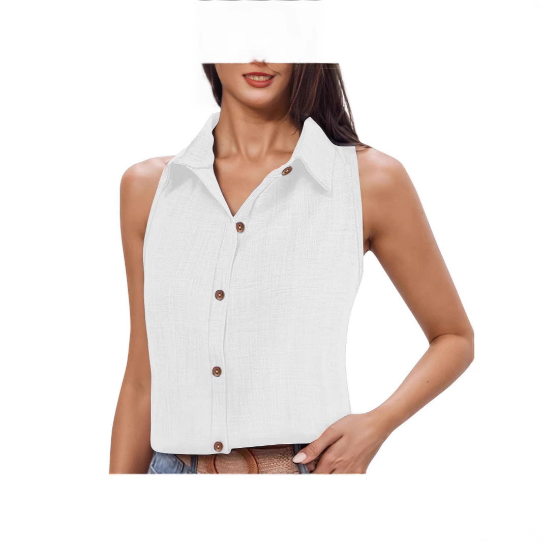 CHEMISE SANS MANCHES EN COTON ET LIN
