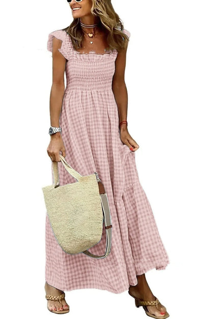 ROBE À CARREAUX SANS MANCHES