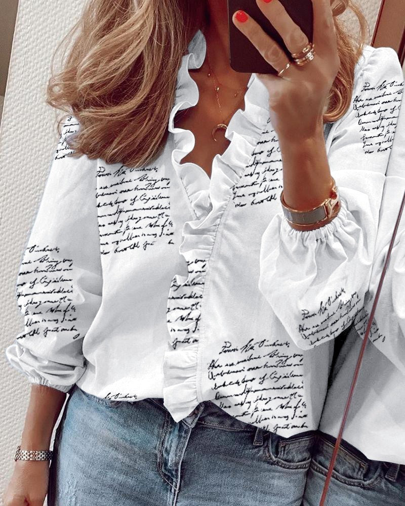 Blouse à Volants Manches Longues