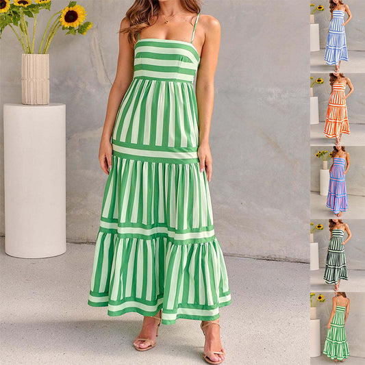 ROBE LONGUE D'ÉTÉ À RAYURES