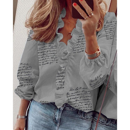 Blouse à Volants Manches Longues