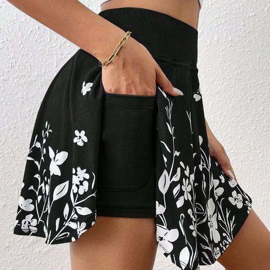 SHORT MINIMALISTE À IMPRIMÉ FLORAL