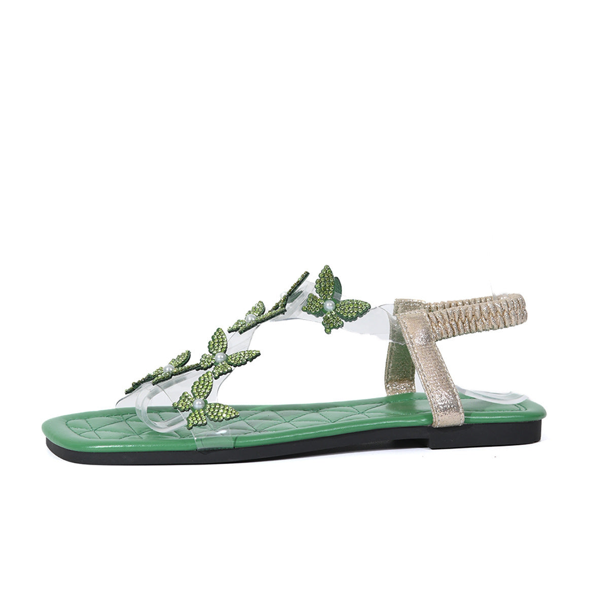 SANDALES D'ÉTÉ À STRASS AVEC DÉCORATION PAPILLON