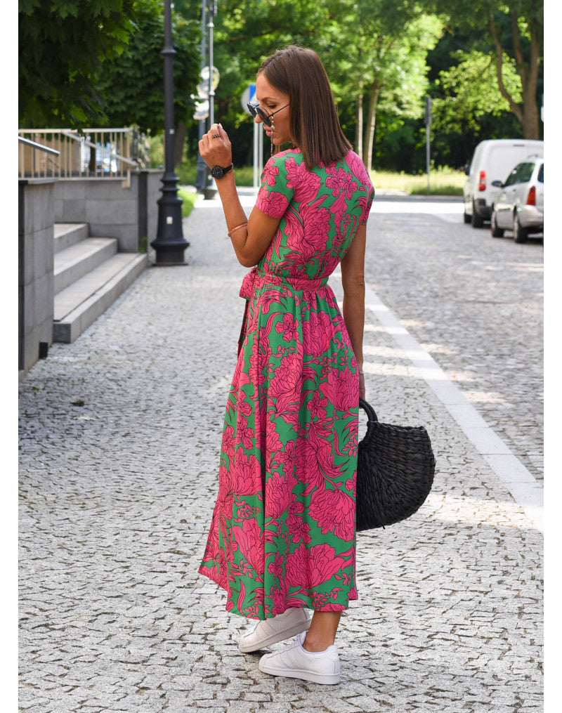 Robe Fluide à Imprimé Tropical