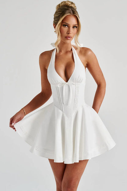 ROBE COURTE SANS MANCHES À COL EN V PROFOND