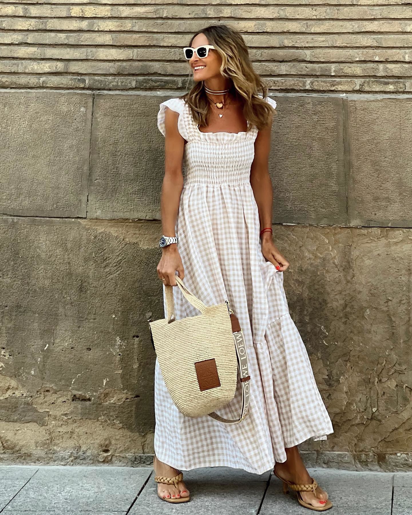 ROBE À CARREAUX SANS MANCHES