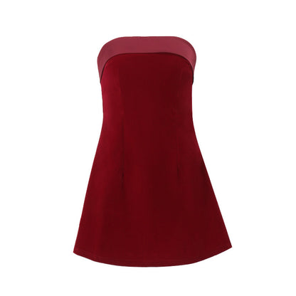 ROBE COURTE STYLE BUSTIER – FERMETURE ÉCLAIR, COUPE A-LIGNE, LOOK ÉLÉGANT