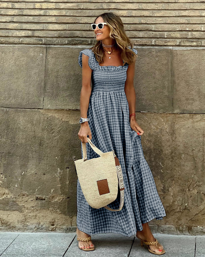 ROBE À CARREAUX SANS MANCHES