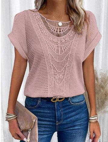 T-SHIRT AJOURÉ ÉTÉ — STYLE ETHNIQUE POUR FEMME