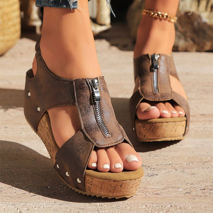 Sandales Compensées Zippées d'Été – Sandales Élégantes et Confortables pour Femmes