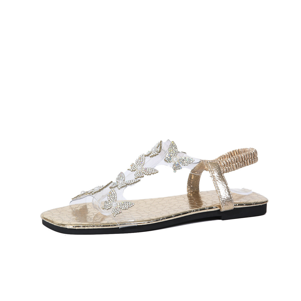 SANDALES D'ÉTÉ À STRASS AVEC DÉCORATION PAPILLON