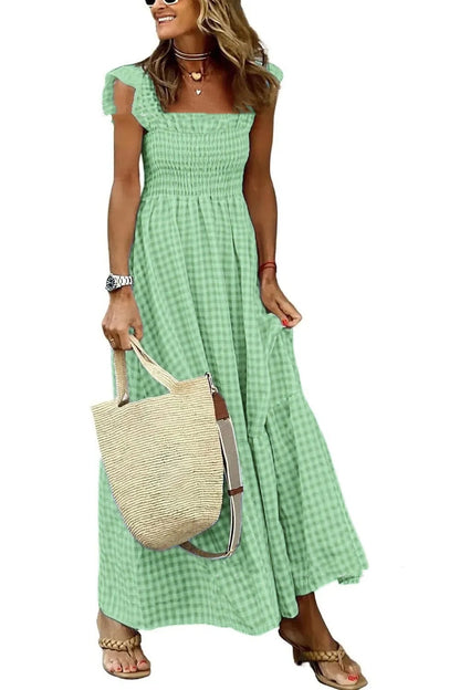 ROBE À CARREAUX SANS MANCHES