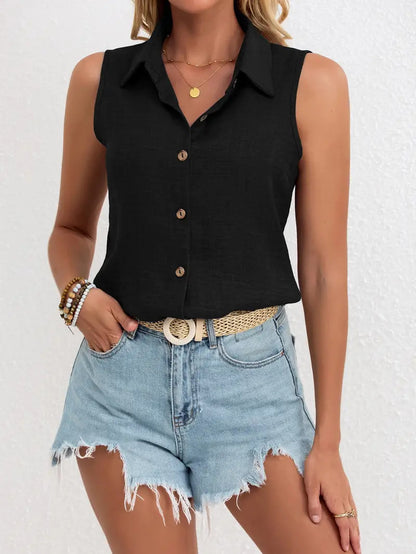 CHEMISE SANS MANCHES EN COTON ET LIN