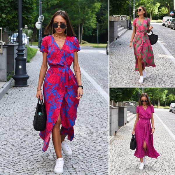 Robe Fluide à Imprimé Tropical
